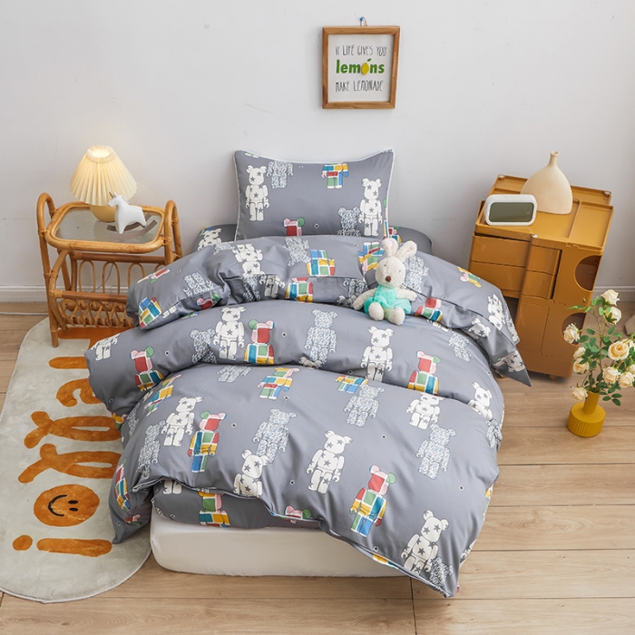 91家纺网 家纺一手货源 找家纺 ds生活馆 2025新款幼儿园学生60支贡缎长绒棉纯棉单床笠 潮酷公仔