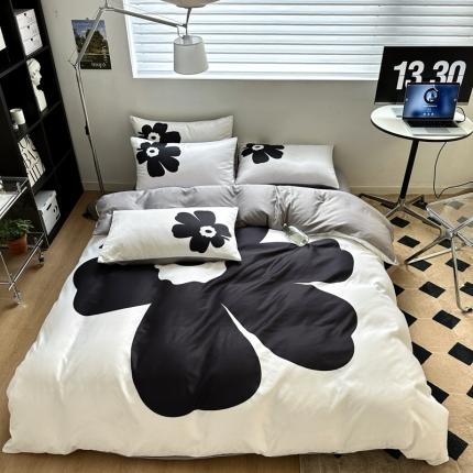 91家纺网 家纺一手货源 找家纺 2023春夏新品现代简约水洗真丝床单床笠款网红爆款冰丝四件套网红爆款