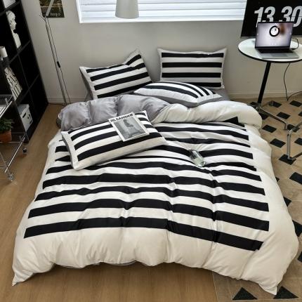 91家纺网 家纺一手货源 找家纺 2023春夏新品现代简约水洗真丝床单床笠款网红爆款冰丝四件套网红爆款