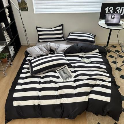 91家纺网 家纺一手货源 找家纺 2023春夏新品现代简约水洗真丝床单床笠款网红爆款冰丝四件套网红爆款