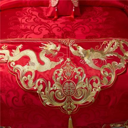 91家纺网 家纺一手货源 找家纺 （总）新款100s贡缎提花婚庆多件套系列--单床旗