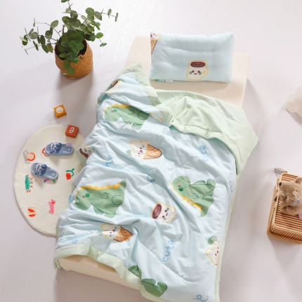 91家纺网 家纺一手货源 找家纺 A类水洗棉幼儿园夏被仿鹅绒儿童夏凉被空调被夏天午睡被 牛奶龙龙-蓝