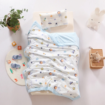 91家纺网 家纺一手货源 找家纺 A类水洗棉幼儿园夏被仿鹅绒儿童夏凉被空调被夏天午睡被 太空小熊