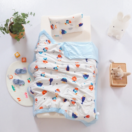 91家纺网 家纺一手货源 找家纺 A类水洗棉幼儿园夏被仿鹅绒儿童夏凉被空调被夏天午睡被 小鱼宝宝