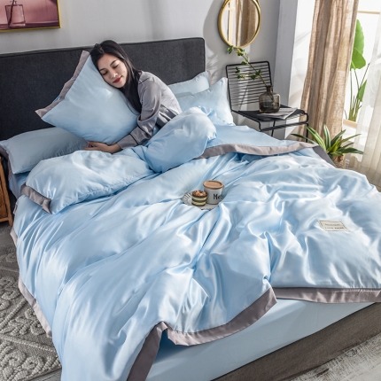 91家纺网 家纺一手货源 找家纺 总金牛座魅惑系列宽边水洗真丝四件套冰丝四件套天丝四件套