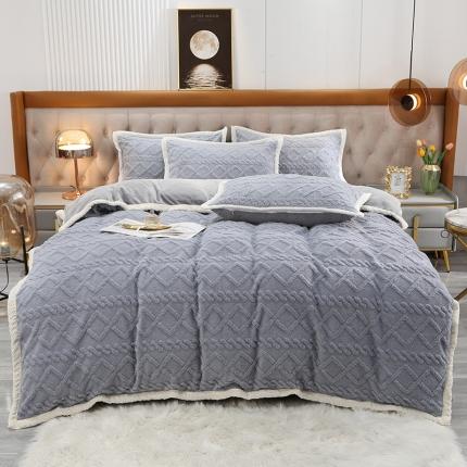 91家纺网 家纺一手货源 找家纺 爱上 2023新款轻柔塔芙绒牛奶绒四件套 水晶蓝