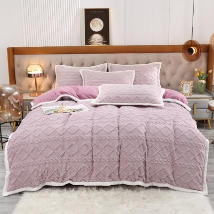 91家纺网 家纺一手货源 找家纺 爱上 2023新款轻柔塔芙绒牛奶绒四件套 优雅紫