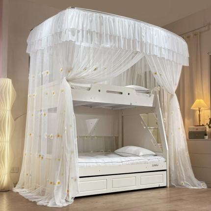 91家纺网 家纺一手货源 找家纺 （总）夏彩 2023新款欧式子母床88309伸缩印花刺绣蚊帐