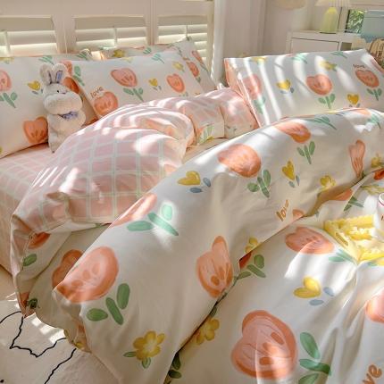 91家纺网 家纺一手货源 找家纺 （总）百寐2024新款卡通碎花文艺复古小清新全棉13372床笠床单被套三四件套