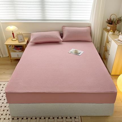 91家纺网 家纺一手货源 找家纺 忘忧草 2023新款A类针织棉夹棉防水床笠 豆沙红