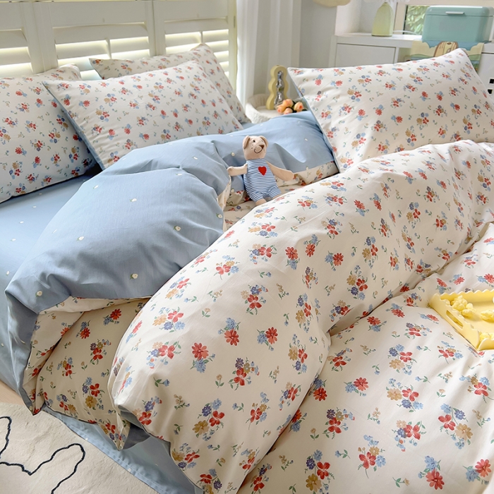 91家纺网 家纺一手货源 找家纺 百寐 2024小清新碎花卡通13372全棉四件套纯棉床单床笠款 兰溪