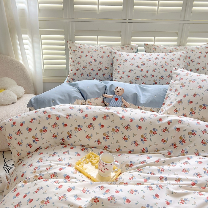 91家纺网 家纺一手货源 找家纺 百寐 2024小清新碎花卡通13372全棉四件套纯棉床单床笠款 兰溪