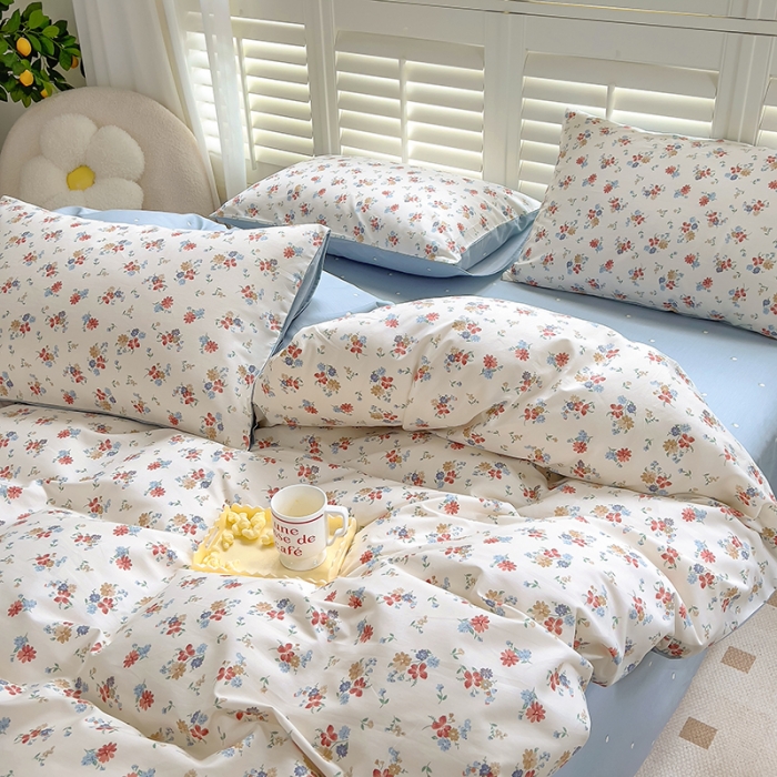 91家纺网 家纺一手货源 找家纺 百寐 2024小清新碎花卡通13372全棉四件套纯棉床单床笠款 兰溪