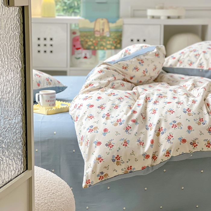 91家纺网 家纺一手货源 找家纺 百寐 2024小清新碎花卡通13372全棉四件套纯棉床单床笠款 兰溪