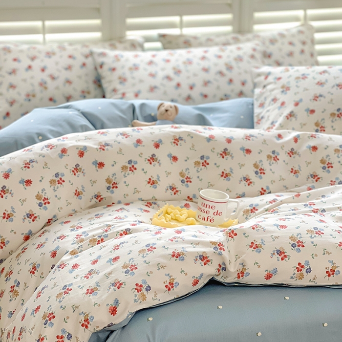 91家纺网 家纺一手货源 找家纺 百寐 2024小清新碎花卡通13372全棉四件套纯棉床单床笠款 兰溪