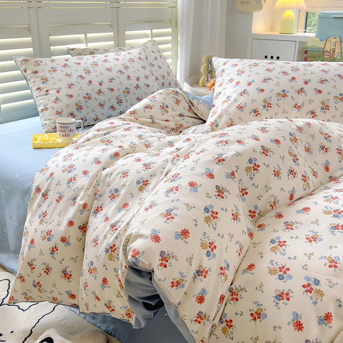 91家纺网 家纺一手货源 找家纺 百寐 2024小清新碎花卡通13372全棉四件套纯棉床单床笠款 兰溪