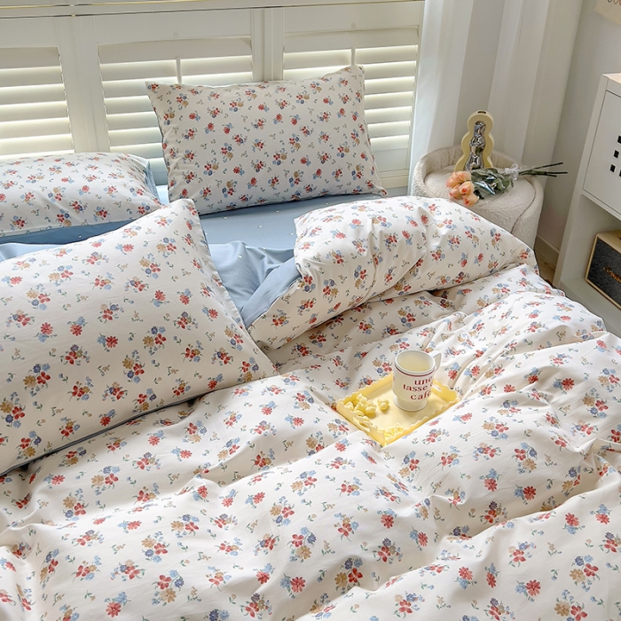91家纺网 家纺一手货源 找家纺 百寐 2024小清新碎花卡通13372全棉四件套纯棉床单床笠款 兰溪