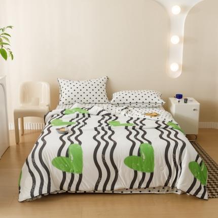 91家纺网 家纺一手货源 找家纺 有货 2023新款时尚针织系列夏被四件套 旋律