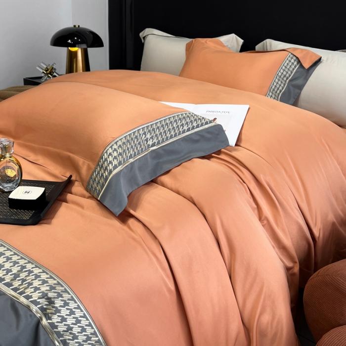 91家纺网 家纺一手货源 找家纺 奥汀洛2024新品工艺款水洗冰丝真丝刺绣直播四件套