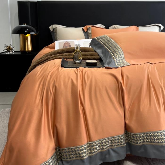 91家纺网 家纺一手货源 找家纺 奥汀洛2024新品工艺款水洗冰丝真丝刺绣直播四件套