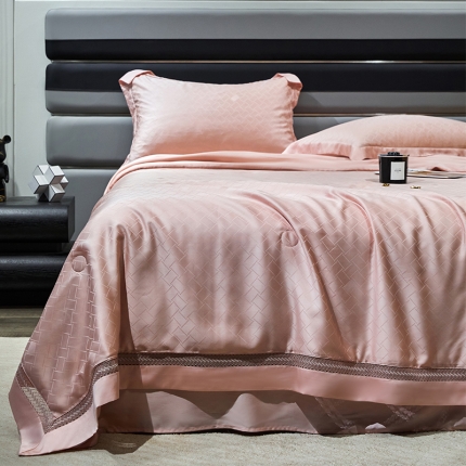 91家纺网 家纺一手货源 找家纺 2025款奥地利LF天丝夏被镂空夏凉被提花天丝夏被四件套