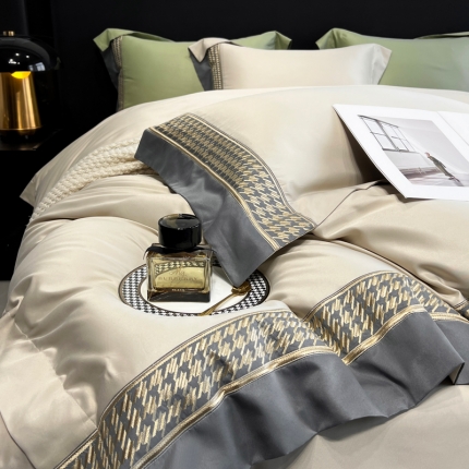 91家纺网 家纺一手货源 找家纺 奥汀洛2024新品工艺款水洗冰丝真丝刺绣直播四件套