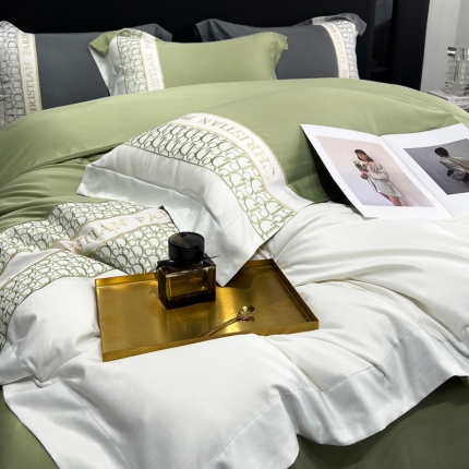 91家纺网 家纺一手货源 找家纺 奥汀洛2024新品工艺款水洗冰丝真丝刺绣直播四件套