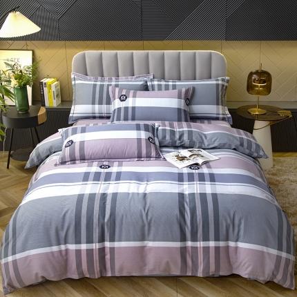 91家纺网 家纺一手货源 找家纺 简冠家纺 2022新款全棉加厚生态磨毛系列单被套 劳伦斯-灰