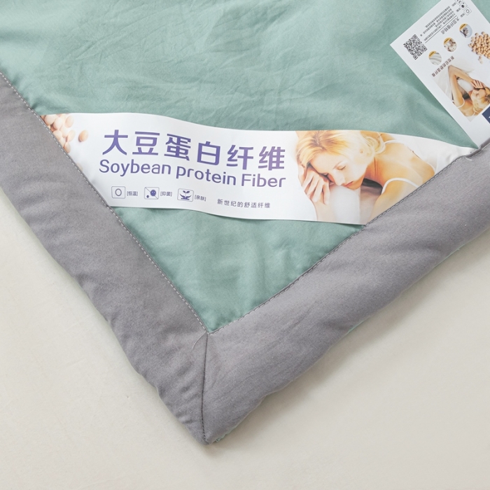 91家纺网 家纺一手货源 找家纺 森林人 2023新款A类无印风水洗棉大豆夏被 薄荷绿