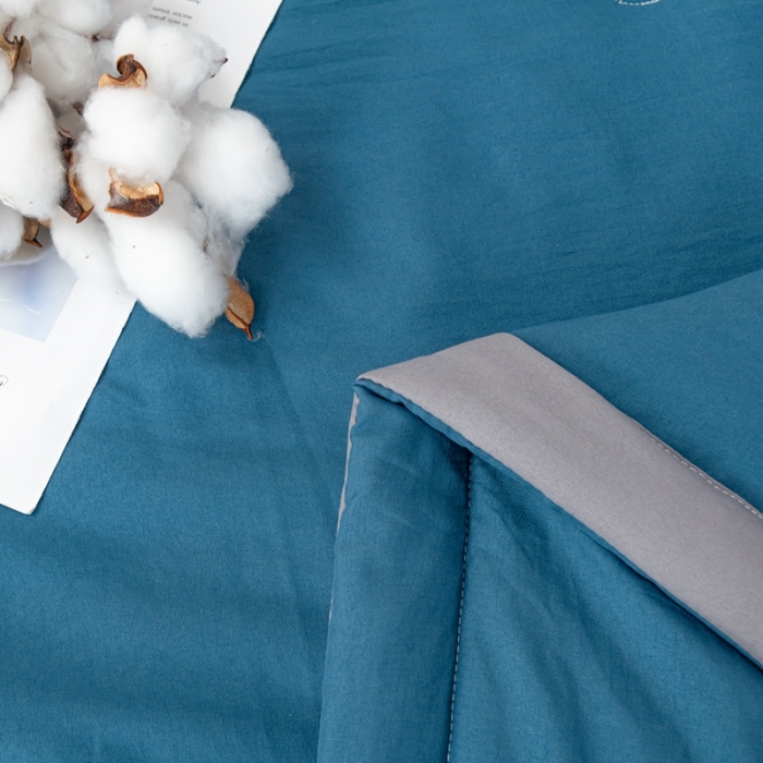 91家纺网 家纺一手货源 找家纺 森林人 2023新款A类无印风水洗棉大豆夏被 宾利蓝