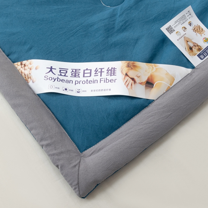 91家纺网 家纺一手货源 找家纺 森林人 2023新款A类无印风水洗棉大豆夏被 宾利蓝