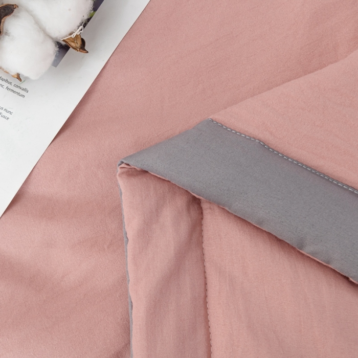 91家纺网 家纺一手货源 找家纺 森林人 2023新款A类无印风水洗棉大豆夏被 豆沙