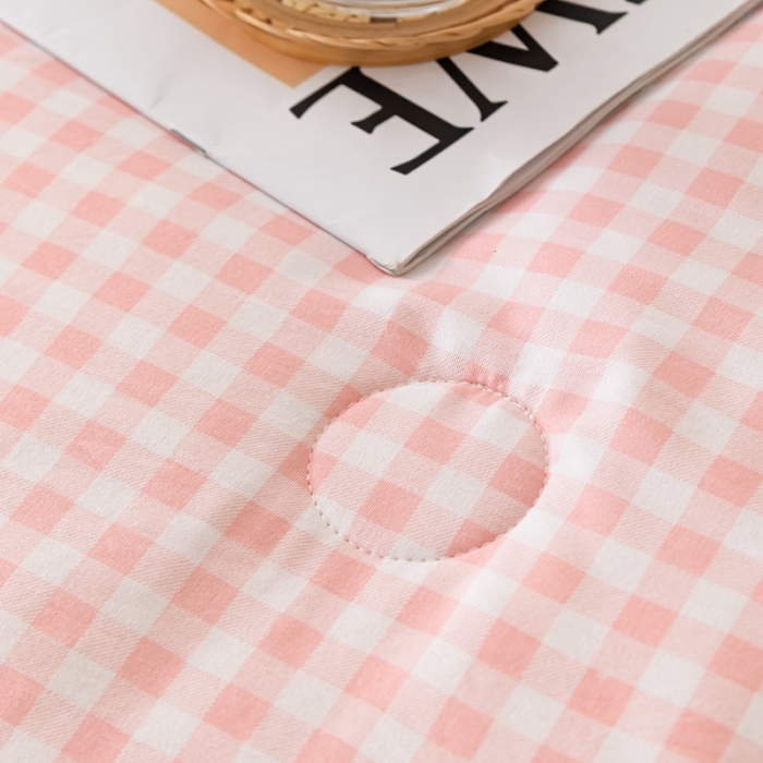 91家纺网 家纺一手货源 找家纺 森林人 2023新款A类无印风水洗棉大豆夏被 粉小格