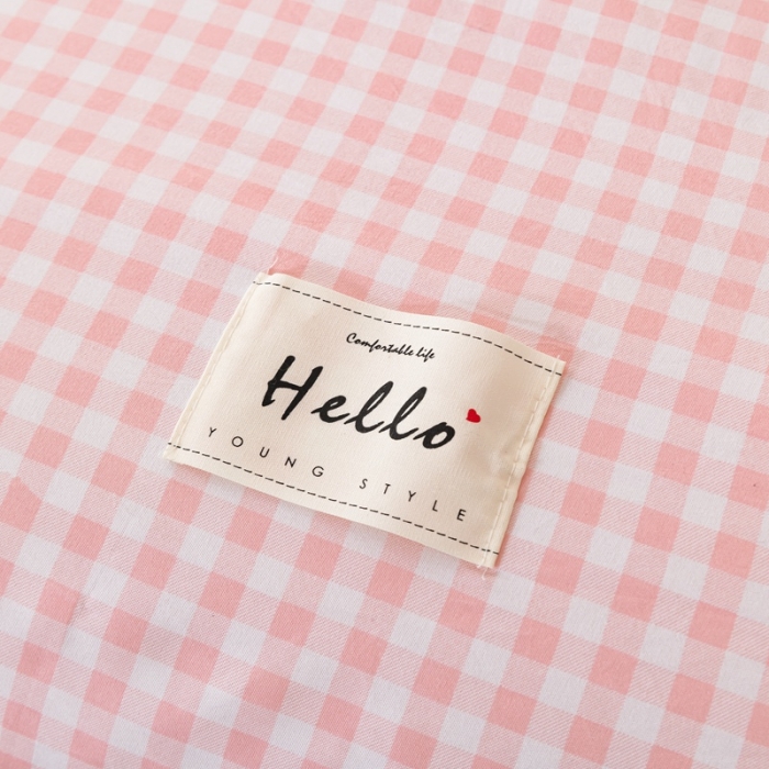 91家纺网 家纺一手货源 找家纺 森林人 2023新款A类无印风水洗棉大豆夏被 粉小格