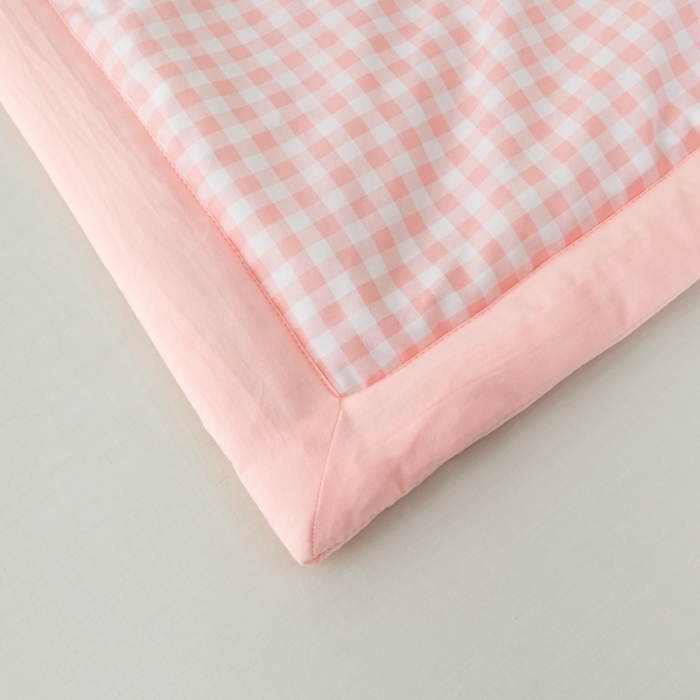 91家纺网 家纺一手货源 找家纺 森林人 2023新款A类无印风水洗棉大豆夏被 粉小格