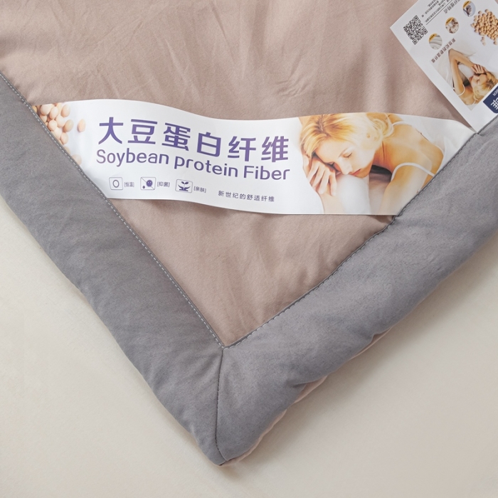 91家纺网 家纺一手货源 找家纺 森林人 2023新款A类无印风水洗棉大豆夏被 卡其