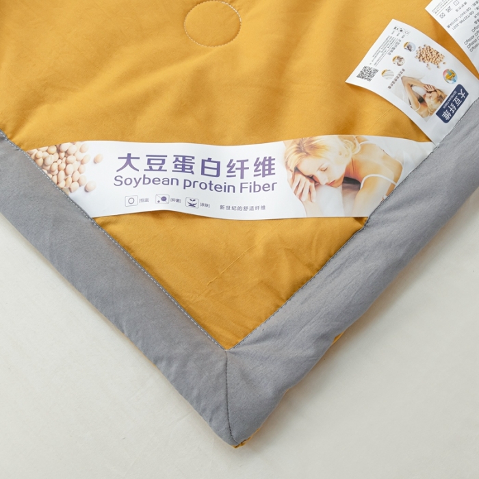 91家纺网 家纺一手货源 找家纺 森林人 2023新款A类无印风水洗棉大豆夏被 柠檬黄