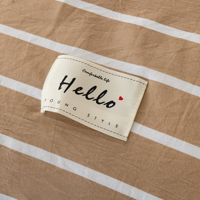 91家纺网 家纺一手货源 找家纺 森林人 2023新款A类无印风水洗棉大豆夏被 条纹咖