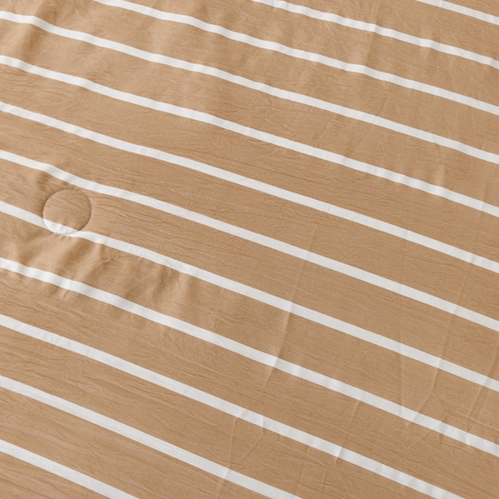 91家纺网 家纺一手货源 找家纺 森林人 2023新款A类无印风水洗棉大豆夏被 条纹咖