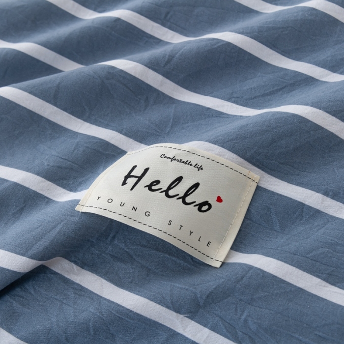 91家纺网 家纺一手货源 找家纺 森林人 2023新款A类无印风水洗棉大豆夏被 条纹蓝