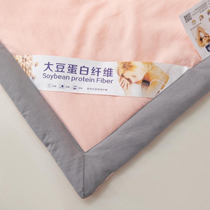 91家纺网 家纺一手货源 找家纺 森林人 2023新款A类无印风水洗棉大豆夏被 优雅玉