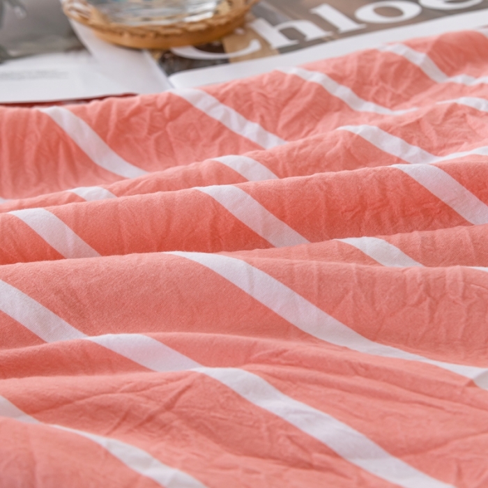 91家纺网 家纺一手货源 找家纺 森林人 2023新款A类无印风水洗棉大豆夏被 条纹玉