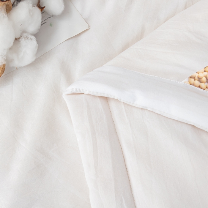 91家纺网 家纺一手货源 找家纺 森林人 2023新款A类无印风水洗棉大豆夏被 珍珠白