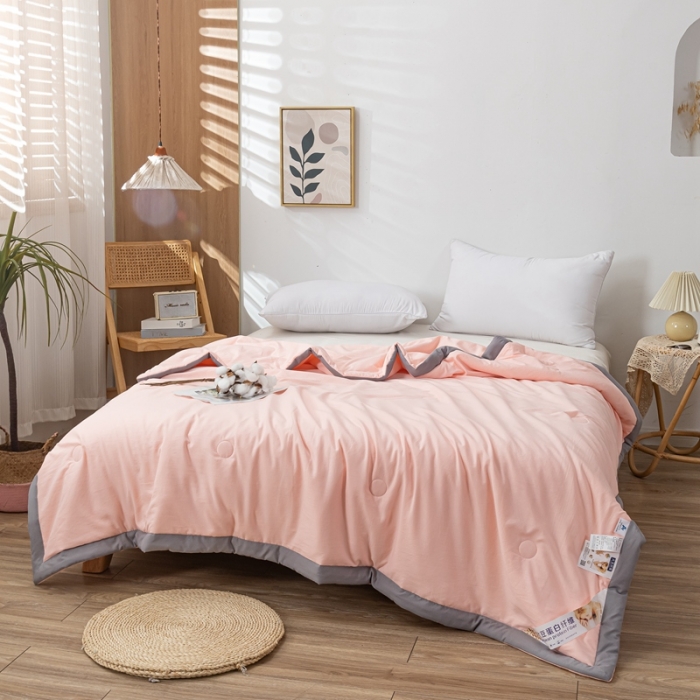 91家纺网 家纺一手货源 找家纺 森林人 2023新款A类无印风水洗棉大豆夏被 优雅玉