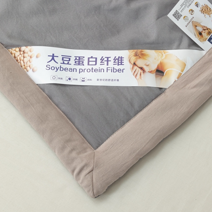 91家纺网 家纺一手货源 找家纺 森林人 2023新款A类无印风水洗棉大豆夏被 绅士灰