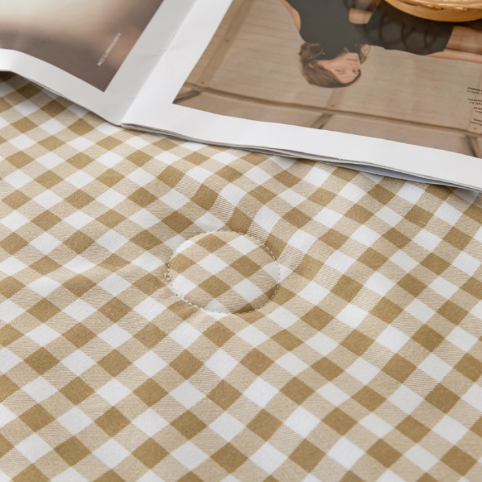 91家纺网 家纺一手货源 找家纺 森林人 2023新款A类无印风水洗棉大豆夏被 咖小格