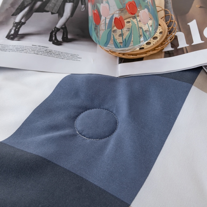 91家纺网 家纺一手货源 找家纺 森林人 2023新款A类无印风水洗棉大豆夏被 蓝大格