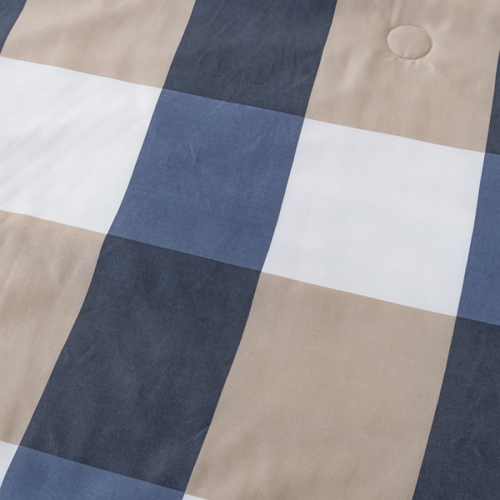 91家纺网 家纺一手货源 找家纺 森林人 2023新款A类无印风水洗棉大豆夏被 蓝大格