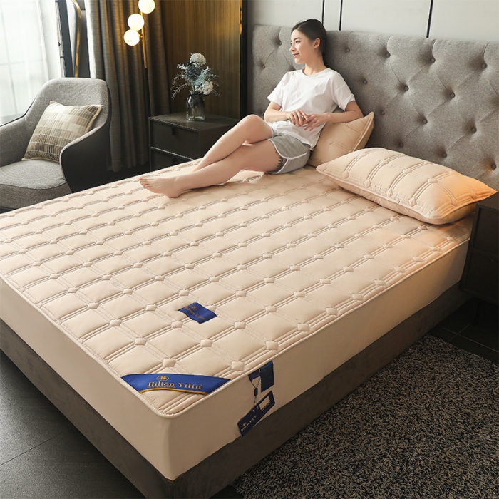 91家纺网 家纺一手货源 找家纺 给笠 2024新款希尔顿原棉抗菌夹棉床笠-雅格 雅格-卡其