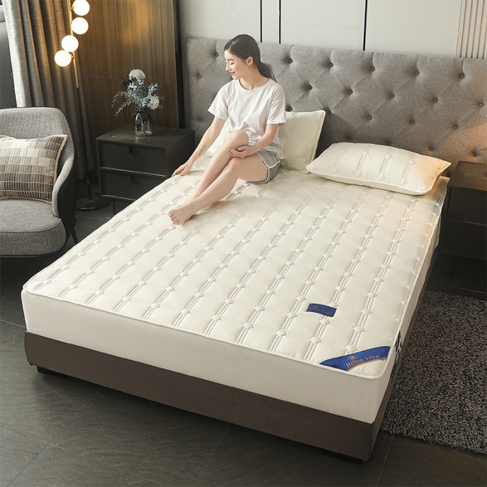 91家纺网 家纺一手货源 找家纺 给笠 2024新款希尔顿原棉抗菌夹棉床笠-雅格 雅格-米白